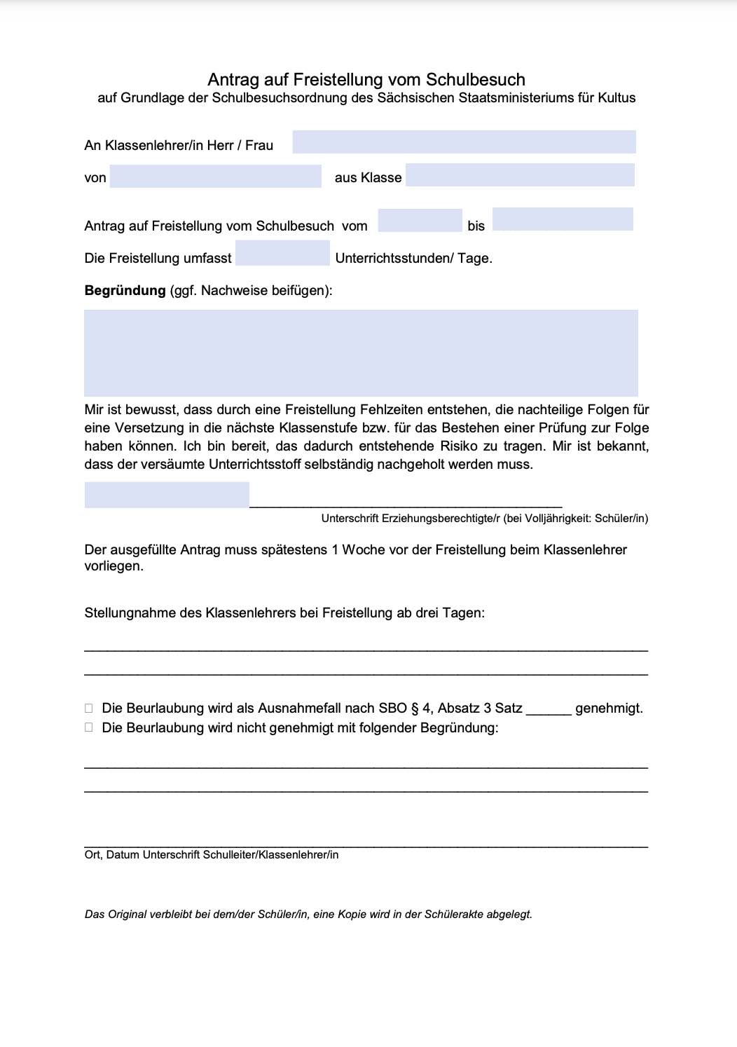 Antrag Auf Freistellung Vom Unterricht Wegen Praktikum Freistellung vom Schulbesuch – 63. Grundschule Dresden